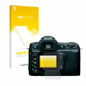 Front side of a product packaging with the brand logo upscreen. Next to it is the device Nikon D50 shown with the correspondin