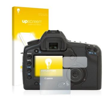 Front side of a product packaging with the brand logo upscreen. Next to it is the device Canon EOS 5D shown with the correspon