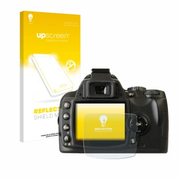Front side of a product packaging with the brand logo upscreen. Next to it is the device Nikon D40x shown with the correspondi