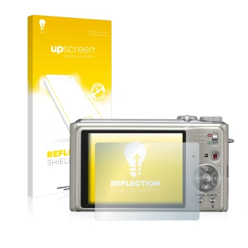 Front side of a product packaging with the brand logo upscreen. Next to it is the device Panasonic Lumix DMC-TZ7 shown with th