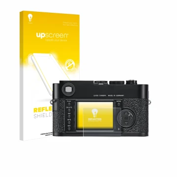 Front side of a product packaging with the brand logo upscreen. Next to it is the device Leica M9 shown with the corresponding