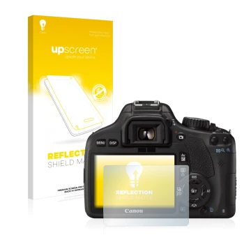 Front side of a product packaging with the brand logo upscreen. Next to it is the device Canon EOS 550D shown with the corresp