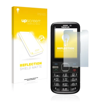 Front side of a product packaging with the brand logo upscreen. Next to it is the device Nokia C5-00 shown with the correspond