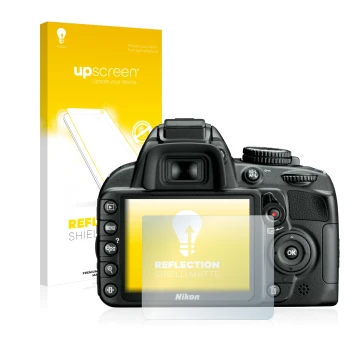 Front side of a product packaging with the brand logo upscreen. Next to it is the device Nikon D3100 shown with the correspond