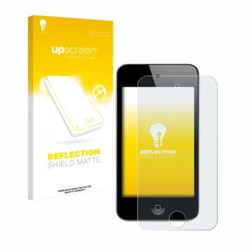 Front side of a product packaging with the brand logo upscreen. Next to it is the device Apple iPod Touch (4th Gen.) shown wit