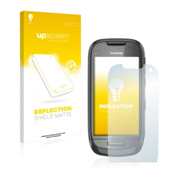 Front side of a product packaging with the brand logo upscreen. Next to it is the device Nokia C7-00 shown with the correspond