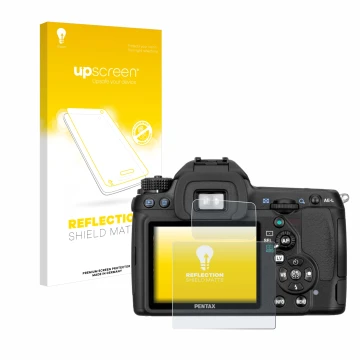 Front side of a product packaging with the brand logo upscreen. Next to it is the device Pentax K5, K-5 shown with the corresp