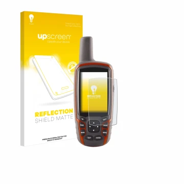 Front side of a product packaging with the brand logo upscreen. Next to it is the device Garmin GPSMAP 62s shown with the corr