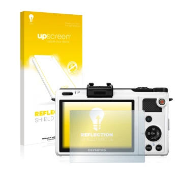 Front side of a product packaging with the brand logo upscreen. Next to it is the device Olympus XZ-1 shown with the correspon