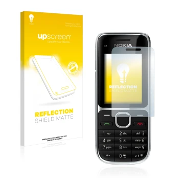 Front side of a product packaging with the brand logo upscreen. Next to it is the device Nokia C2-01 shown with the correspond