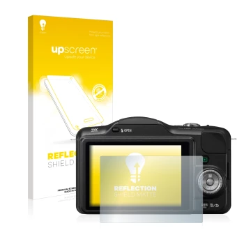 Front side of a product packaging with the brand logo upscreen. Next to it is the device Panasonic Lumix DMC-GF3 shown with th