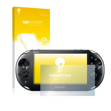 Front side of a product packaging with the brand logo upscreen. Next to it is the device Sony Playstation Vita shown with the 
