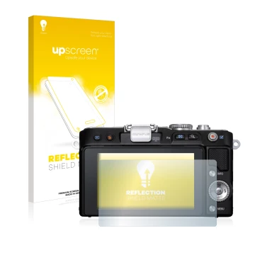 Front side of a product packaging with the brand logo upscreen. Next to it is the device Olympus PEN E-PL3 shown with the corr