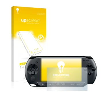 Front side of a product packaging with the brand logo upscreen. Next to it is the device Sony PSP Street E1004 shown with the 