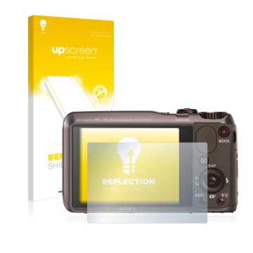 Front side of a product packaging with the brand logo upscreen. Next to it is the device Sony Cyber-Shot DSC-HX20V shown with 