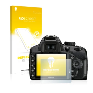 Front side of a product packaging with the brand logo upscreen. Next to it is the device Nikon D3200 shown with the correspond