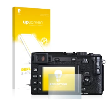 Front side of a product packaging with the brand logo upscreen. Next to it is the device Fujifilm X-E1 shown with the correspo