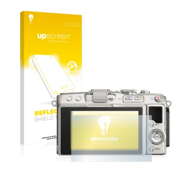 Front side of a product packaging with the brand logo upscreen. Next to it is the device Olympus PEN Lite E-PL5 shown with the