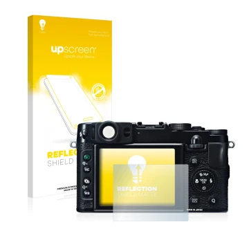 Front side of a product packaging with the brand logo upscreen. Next to it is the device Fujifilm X20 shown with the correspon