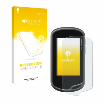 Front side of a product packaging with the brand logo upscreen. Next to it is the device Garmin Oregon 600 shown with the corr