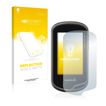 Front side of a product packaging with the brand logo upscreen. Next to it is the device Garmin Oregon 650 shown with the corr