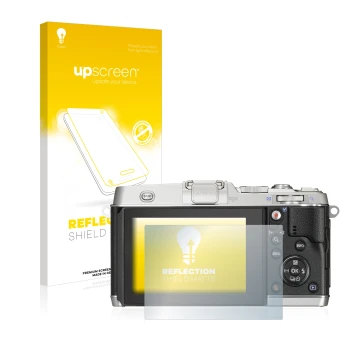 Front side of a product packaging with the brand logo upscreen. Next to it is the device Olympus PEN E-P5 shown with the corre