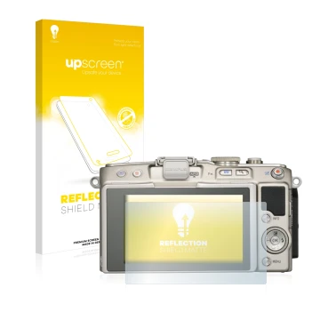 Front side of a product packaging with the brand logo upscreen. Next to it is the device Olympus PEN E-PL6 shown with the corr