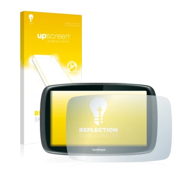 Front side of a product packaging with the brand logo upscreen. Next to it is the device TomTom GO 6000 shown with the corresp