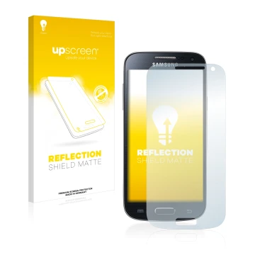 Front side of a product packaging with the brand logo upscreen. Next to it is the device Samsung Galaxy S4 Mini LTE (4G) I9195