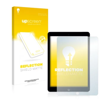 Front side of a product packaging with the brand logo upscreen. Next to it is the device Apple iPad Air 2013 shown with the co