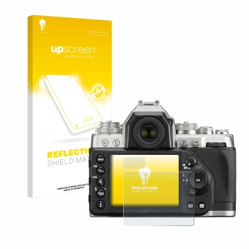 Front side of a product packaging with the brand logo upscreen. Next to it is the device Nikon Df shown with the corresponding