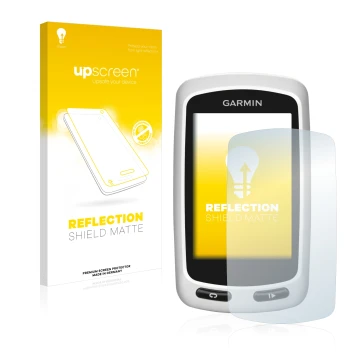 Front side of a product packaging with the brand logo upscreen. Next to it is the device Garmin Edge Touring Plus shown with t