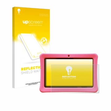 Front side of a product packaging with the brand logo upscreen. Next to it is the device Contixo Kids 7