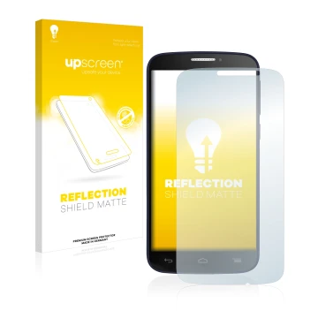 Front side of a product packaging with the brand logo upscreen. Next to it is the device Alcatel One Touch Pop C7 7040E shown 