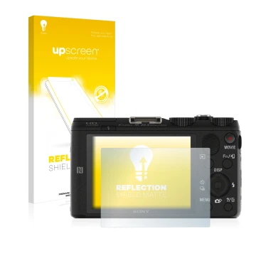 Front side of a product packaging with the brand logo upscreen. Next to it is the device Sony Cyber-Shot DSC-HX60V shown with 