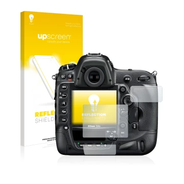 Front side of a product packaging with the brand logo upscreen. Next to it is the device Nikon D4S shown with the correspondin