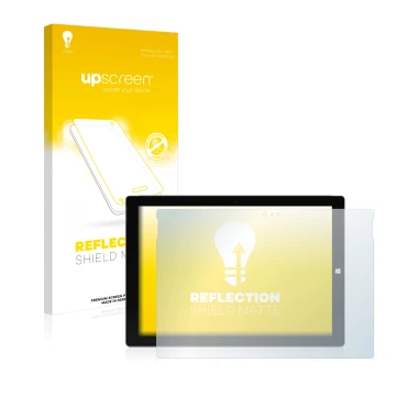 Front side of a product packaging with the brand logo upscreen. Next to it is the device Microsoft Surface Pro 3 shown with th