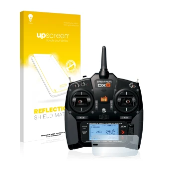 Front side of a product packaging with the brand logo upscreen. Next to it is the device Spektrum DX6 shown with the correspon