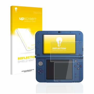 Front side of a product packaging with the brand logo upscreen. Next to it is the device Nintendo New 3DS XL shown with the co