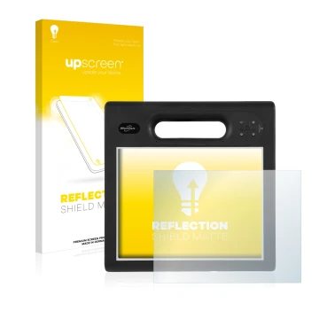 Front side of a product packaging with the brand logo upscreen. Next to it is the device Motion Computing F5t shown with the c