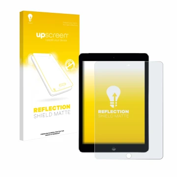 Front side of a product packaging with the brand logo upscreen. Next to it is the device Apple iPad Air 2 2014 shown with the 