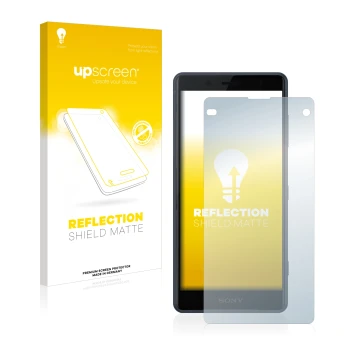 Front side of a product packaging with the brand logo upscreen. Next to it is the device Sony Xperia Z2 Compact shown with the