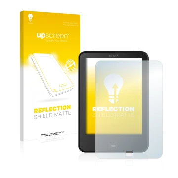 Front side of a product packaging with the brand logo upscreen. Next to it is the device Tolino Vision 2 shown with the corres