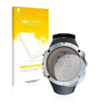 Front side of a product packaging with the brand logo upscreen. Next to it is the device Suunto Ambit3 Peak Sapphire shown wit