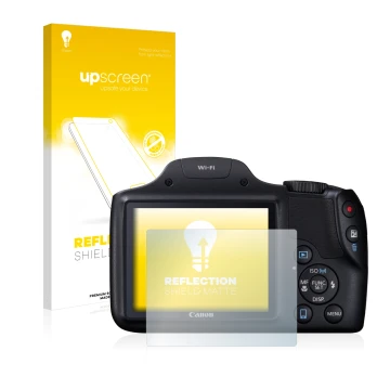 Front side of a product packaging with the brand logo upscreen. Next to it is the device Canon PowerShot SX530 HS shown with t