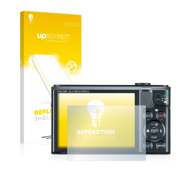 Front side of a product packaging with the brand logo upscreen. Next to it is the device Canon PowerShot SX610 HS shown with t