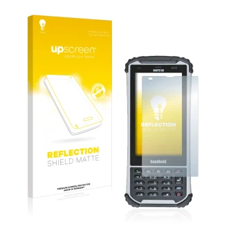 Front side of a product packaging with the brand logo upscreen. Next to it is the device Handheld Nautiz X8 shown with the cor