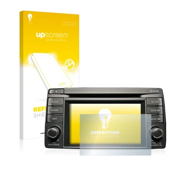 Front side of a product packaging with the brand logo upscreen. Next to it is the device Mazda CX-5 2012-2014 Infotainment Sys