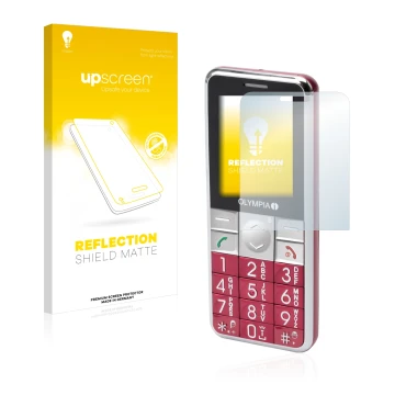 Front side of a product packaging with the brand logo upscreen. Next to it is the device Olympia Viva Plus shown with the corr