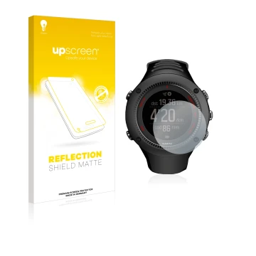 Front side of a product packaging with the brand logo upscreen. Next to it is the device Suunto Ambit3 Run Black shown with th
